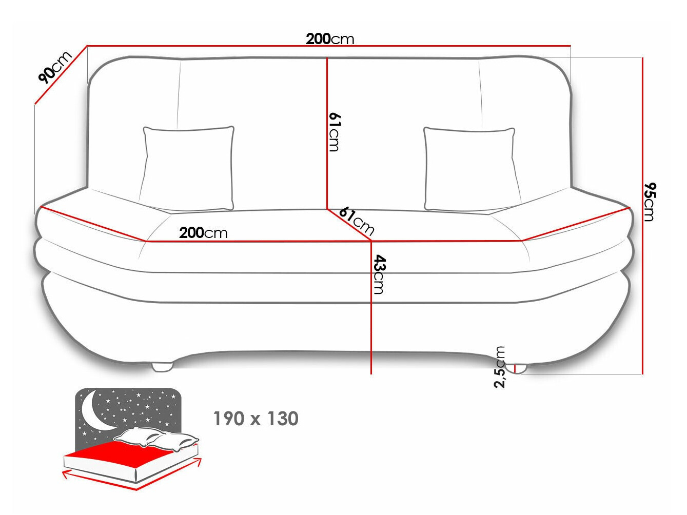 Sofá-cama Comfivo 234 (Flow 09)