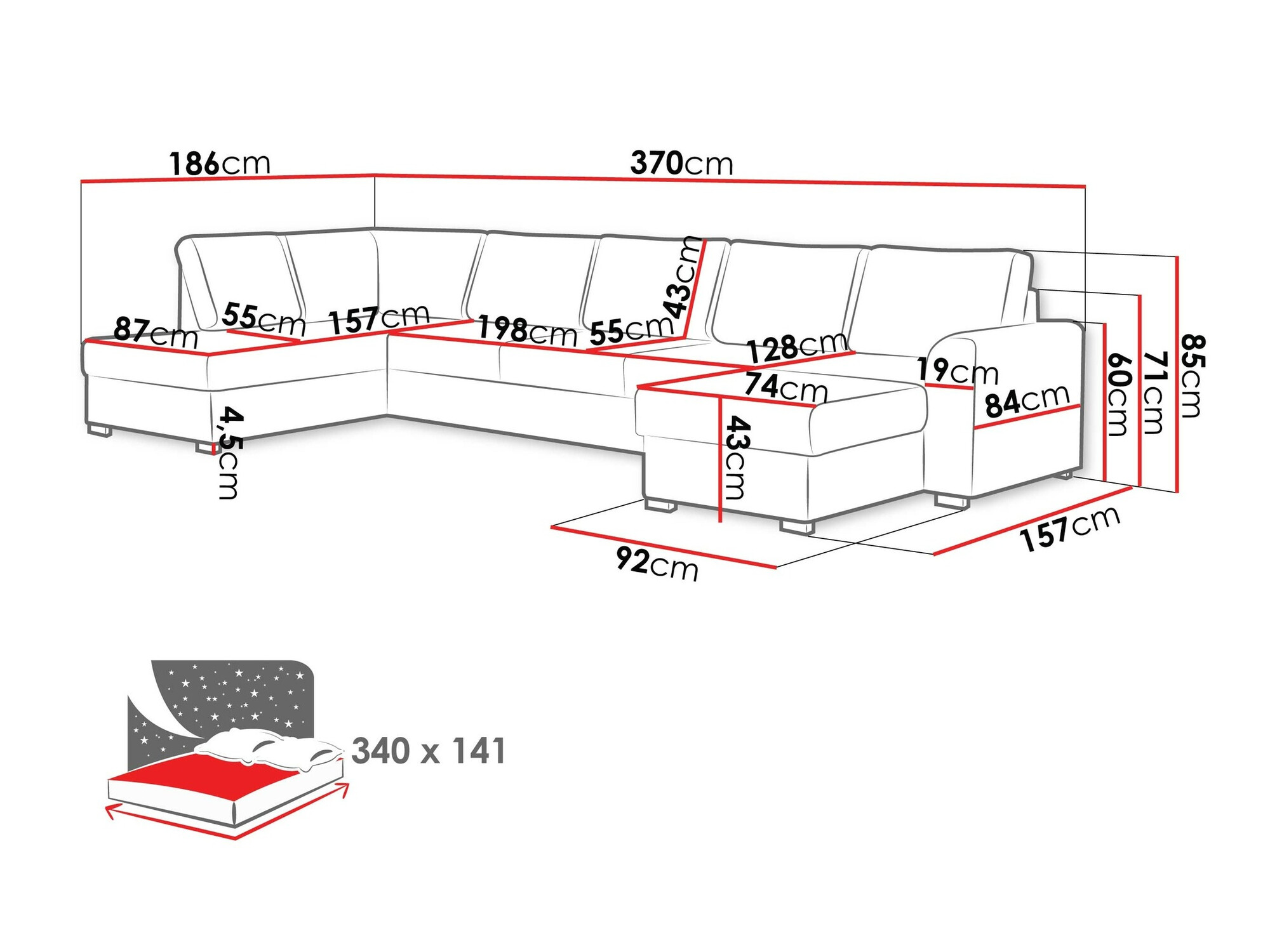 Sofá de canto Comfivo Flumen I (Soft 011 + Majorka 03)