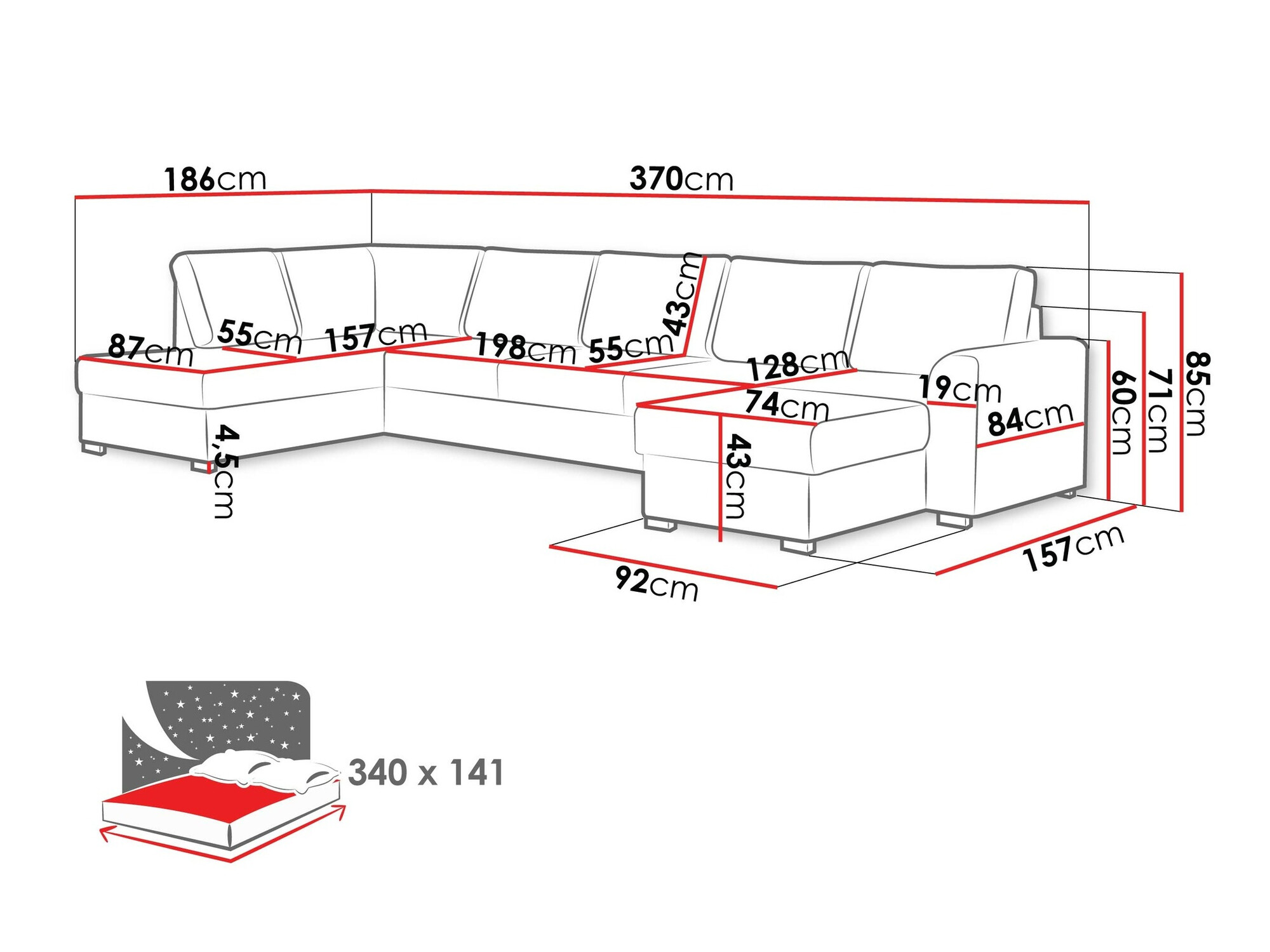 Sofá de canto Comfivo Flumen I (Soft 011 + Majorka 03)