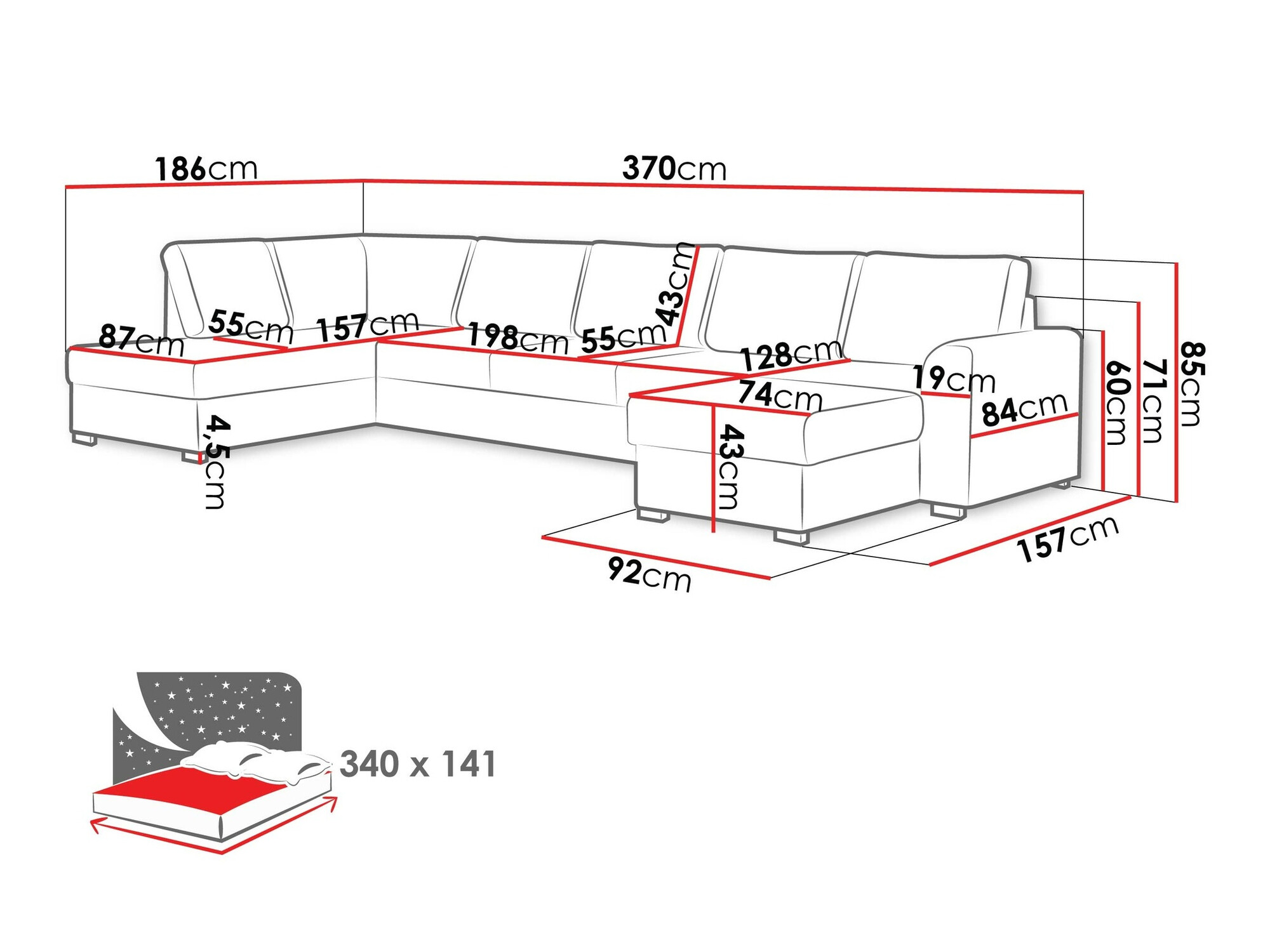 Sofá de canto Comfivo Flumen I (Twist 21)