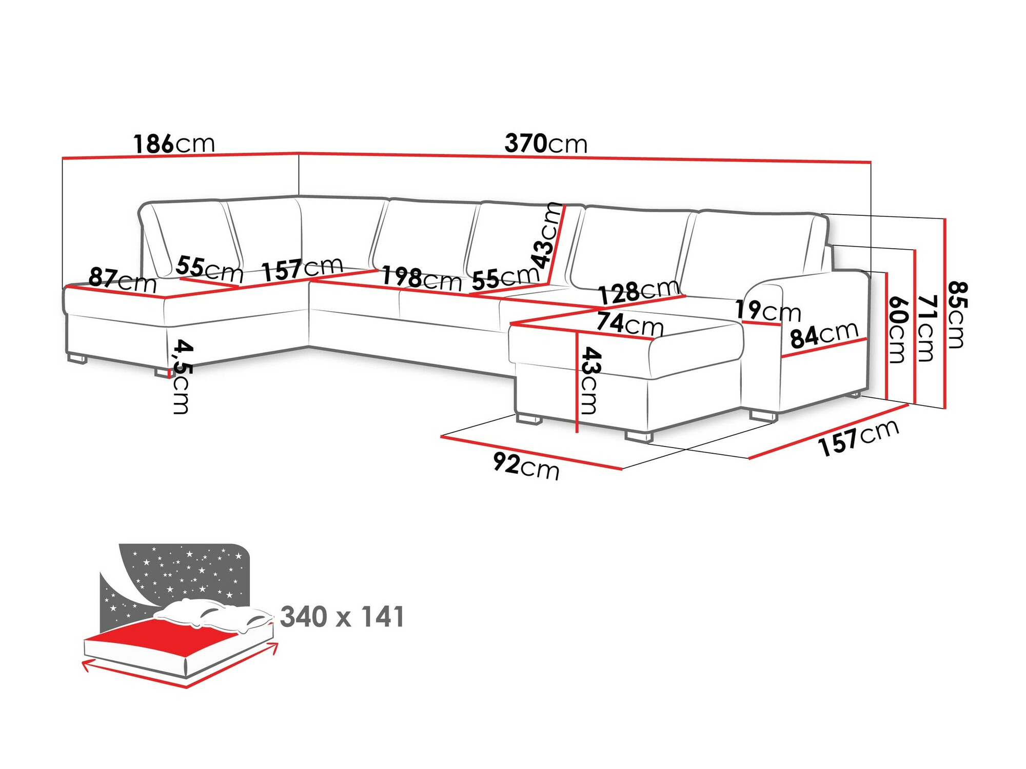 Sofá de canto Comfivo Flumen I (Twist 23)