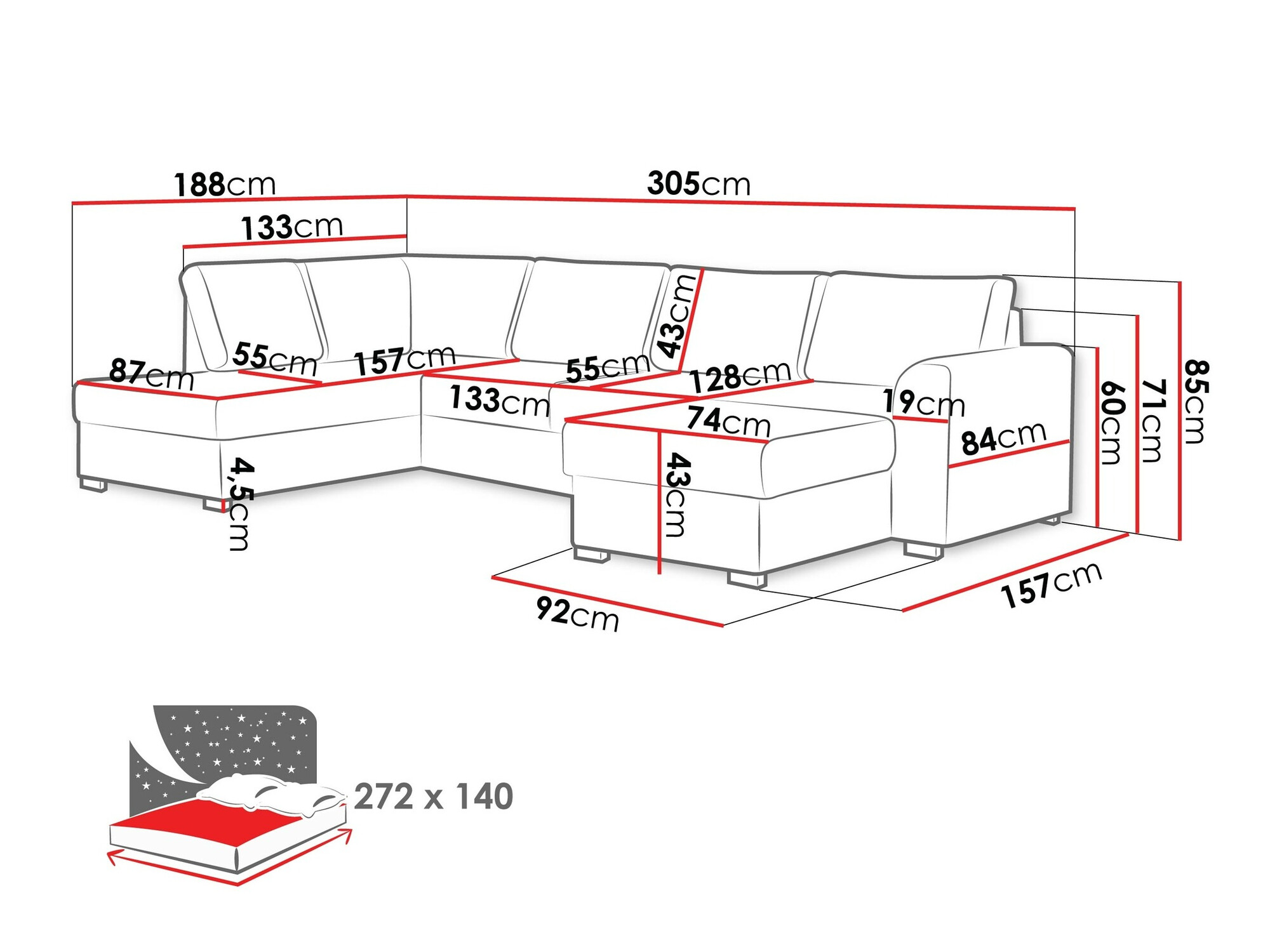 Sofá de canto Comfivo Flumen (Magic Velvet 2219 + Venus Velvet 2926)