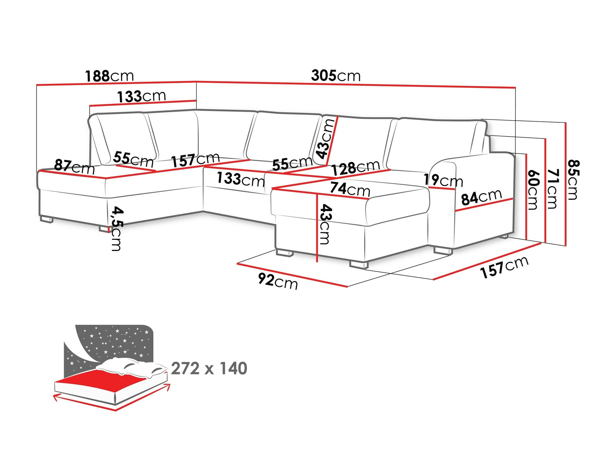 Sofá de canto Comfivo Flumen (Soft 011 + Majorka 03)