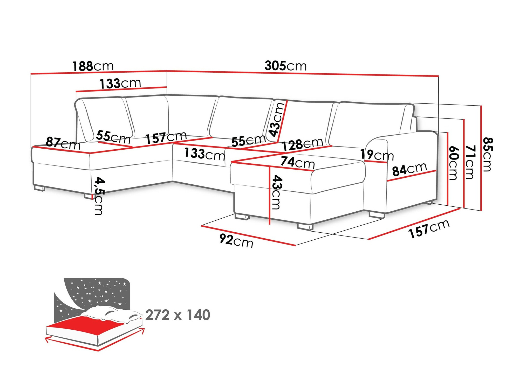 Sofá de canto Comfivo Flumen (Soft 017 + Lux 06)