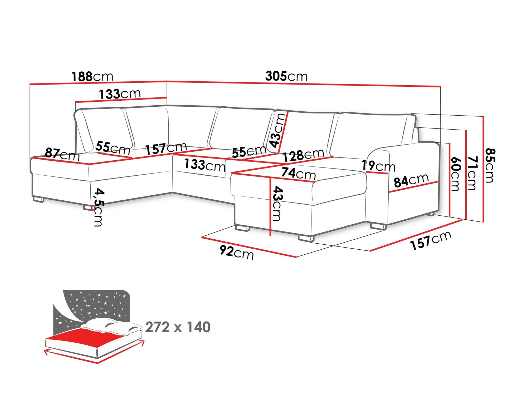 Sofá de canto Comfivo Flumen (Twist 23)