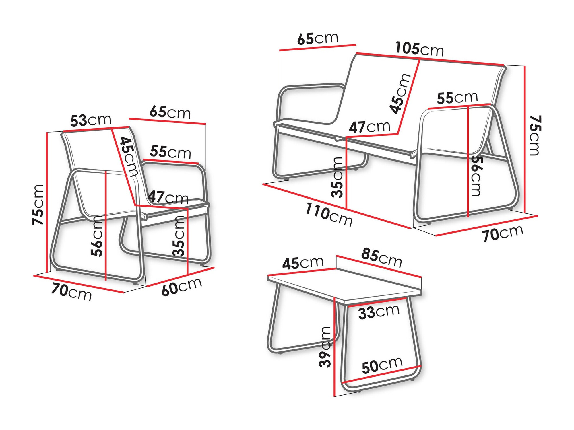 Conjunto de mobiliário de exterior Richardson 133 (Antracite)