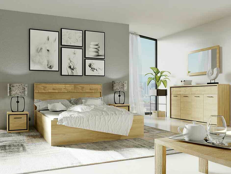 Conjunto para quarto Etrmoni 122 (Madeira clara + Carvalho)