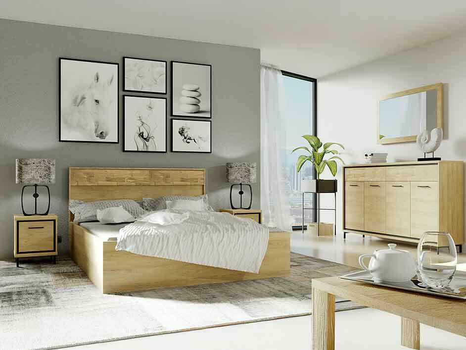 Conjunto para quarto Etrmoni 122 (Madeira clara + Carvalho)