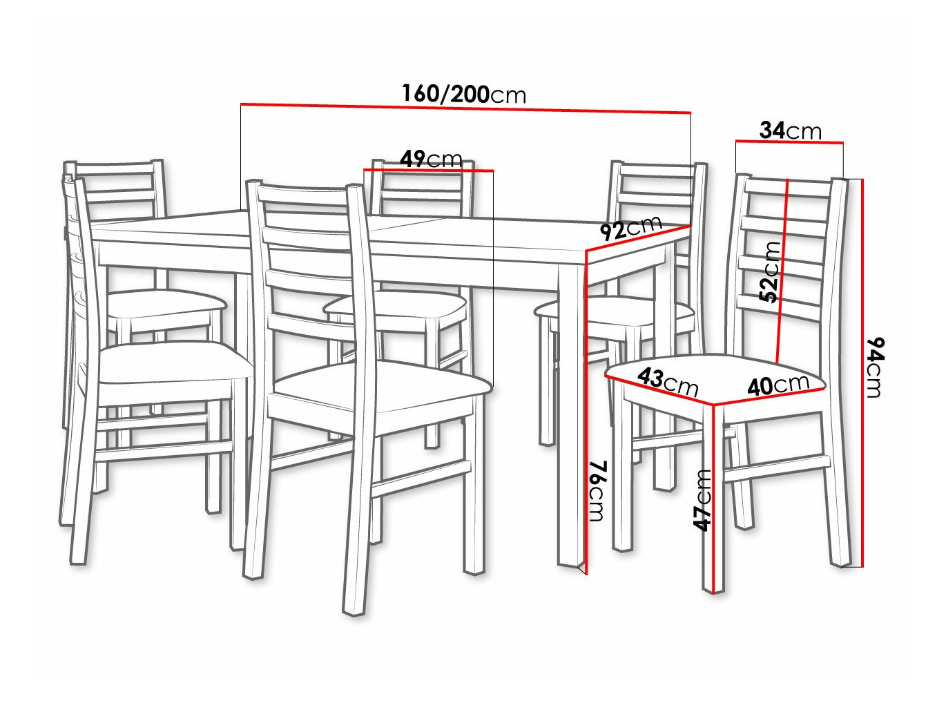 Conjunto para refeições Victorville 307 (Carvalho sonoma)