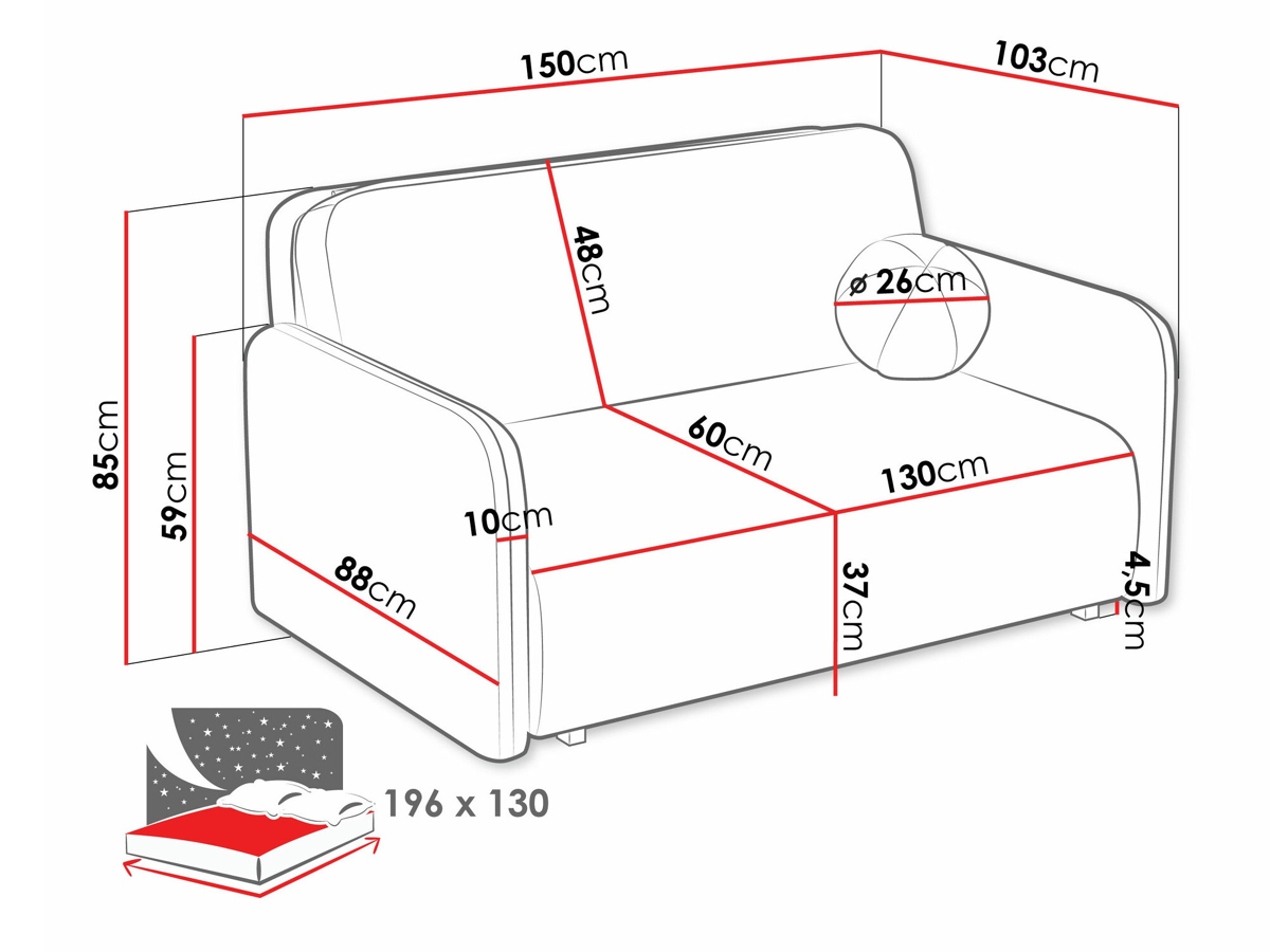 Sofá cama Columbus 238 (Coral 75)