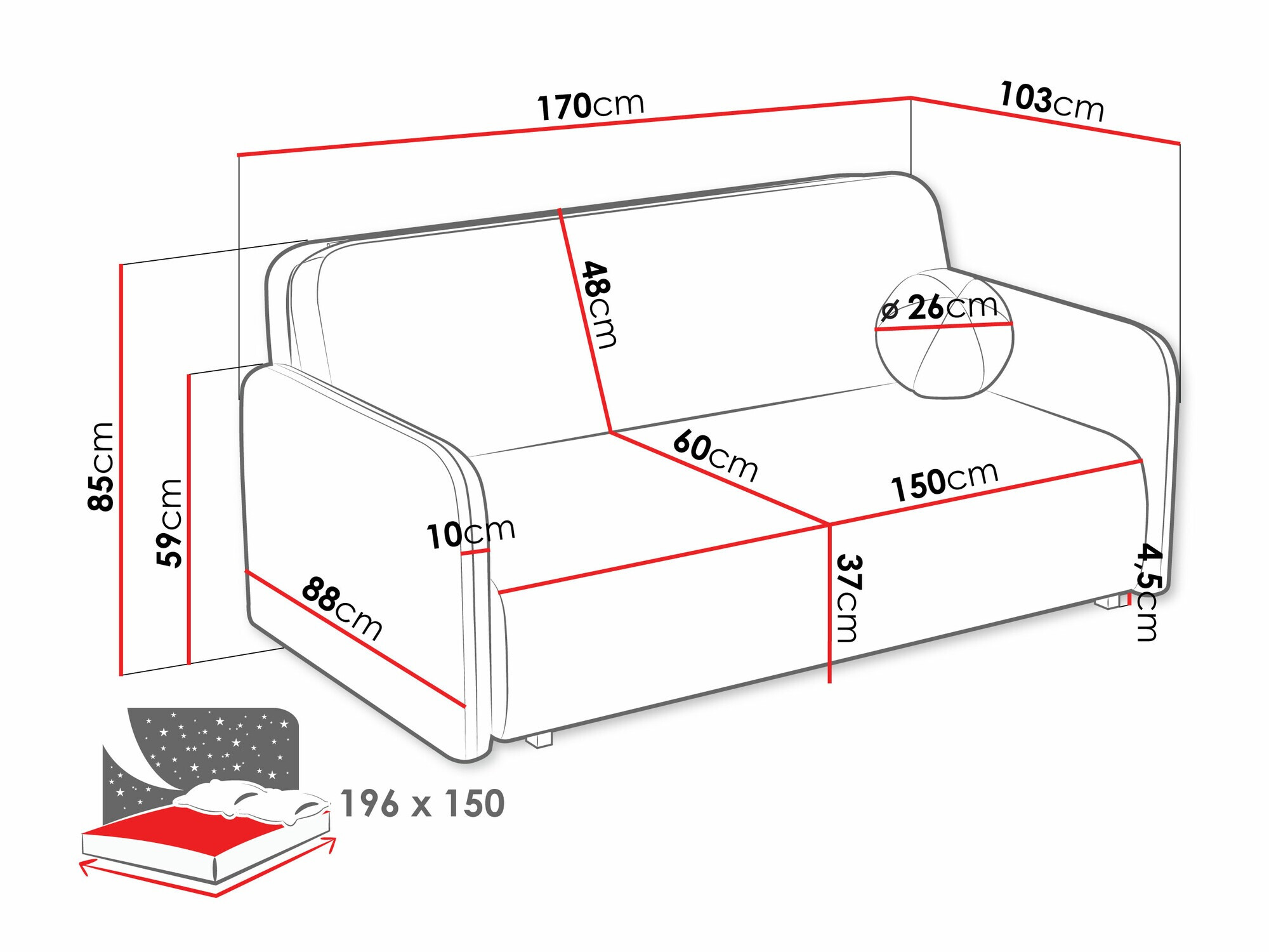 Sofá-cama Poetal IV (Velo 623)