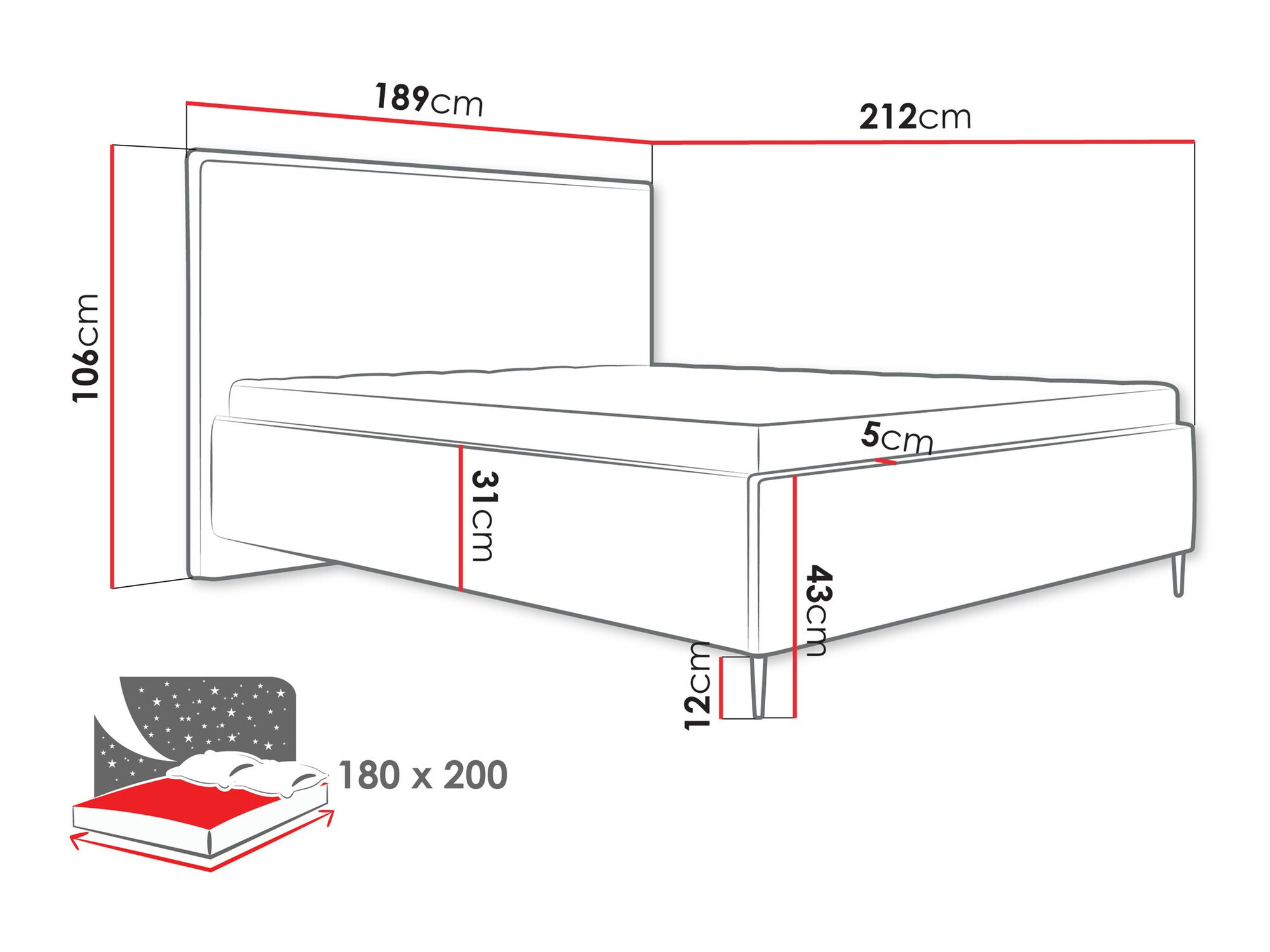 Cama ComfiDream Liruna (Poso 100)