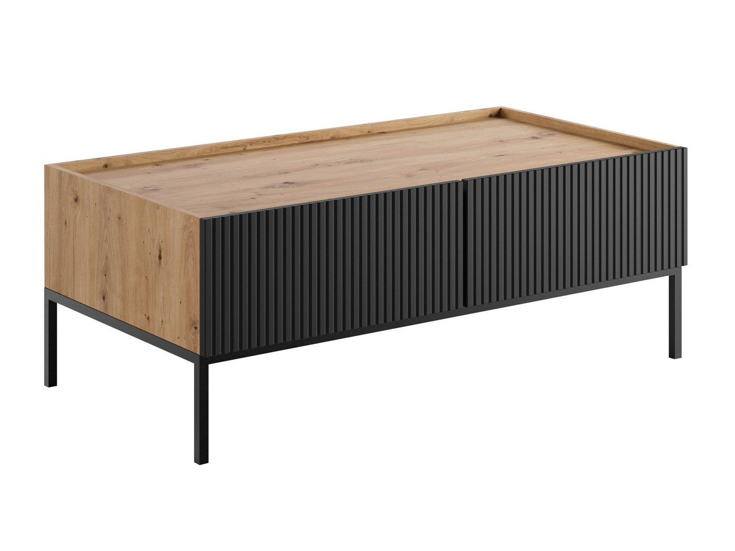 Mesa de centro Lunole 104 (Carvalho Artisan + Preto)