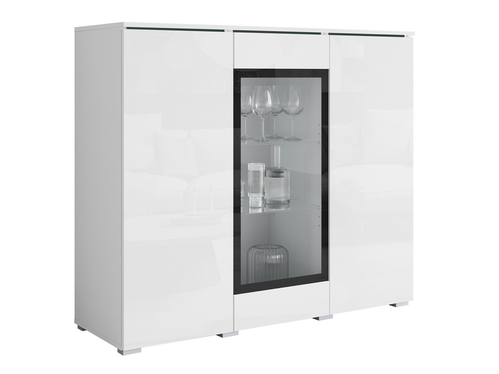 Aparador Mirfivo 103 (Branco + Branco brilhante)