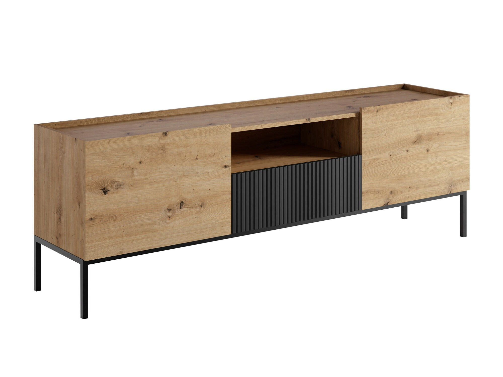 Móvel de TV Lunole 109 (Carvalho Artisan + Preto)
