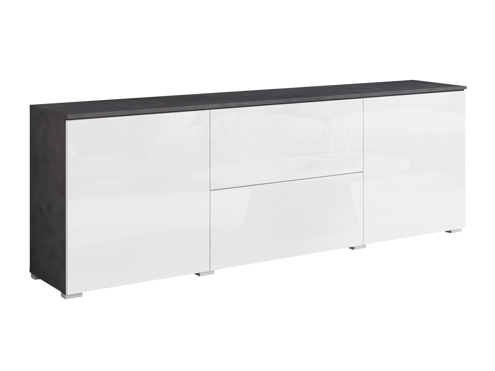 Móvel de TV Mirfivo 104 (Matera cinzento + Branco brilhante)