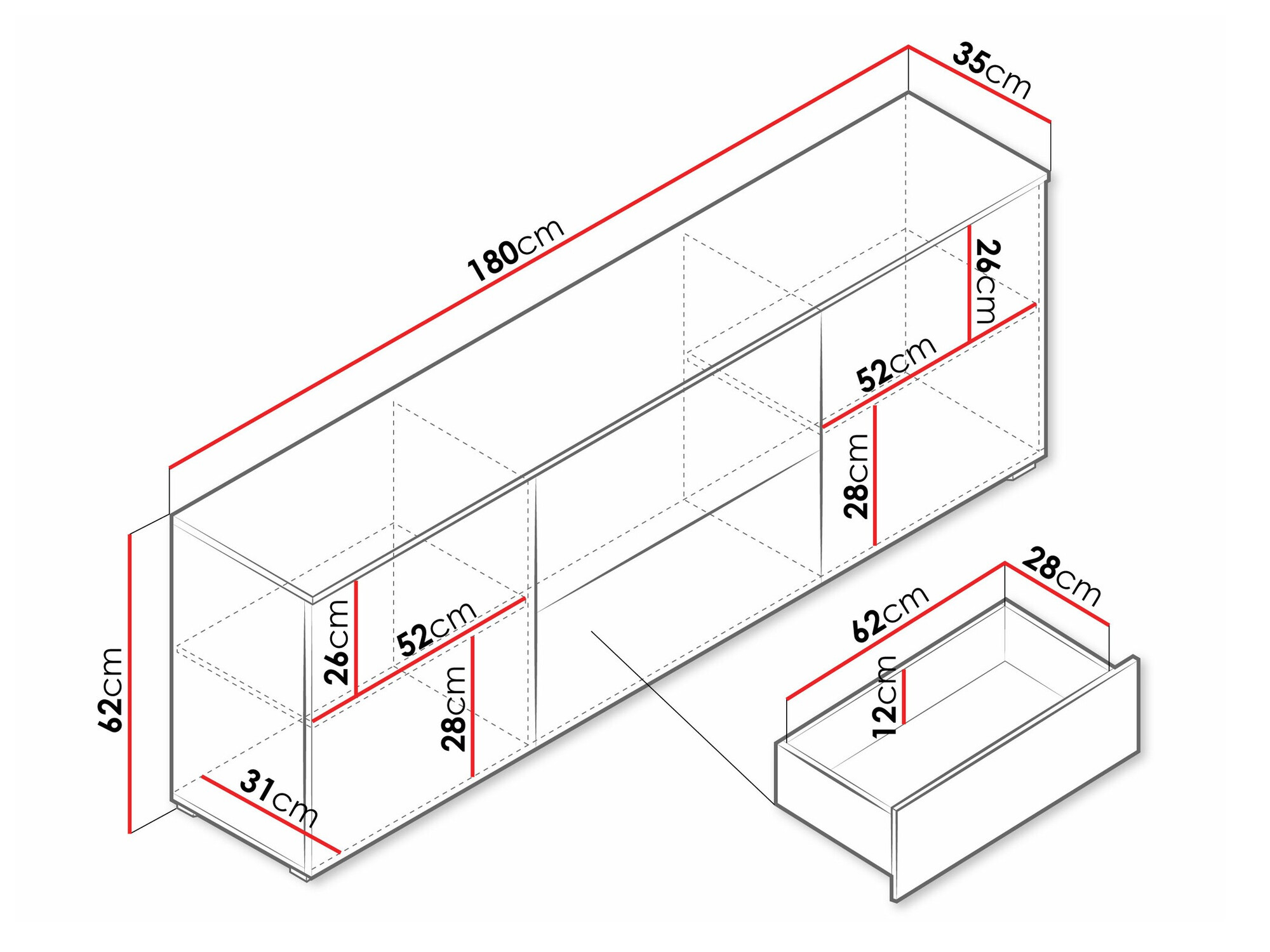 Móvel de TV Sarasota 190 (Branco + Branco brilhante)