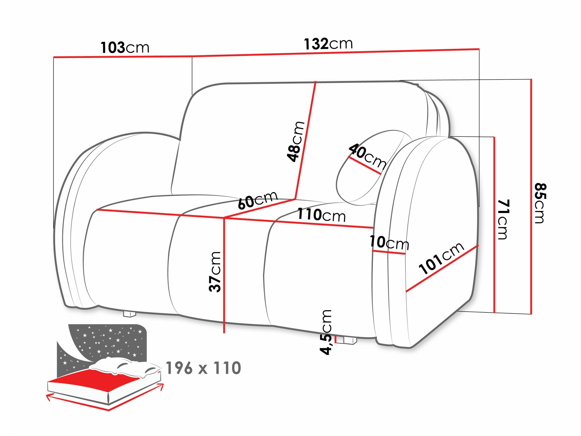 Sofá cama Columbus 243 (Velo 621)