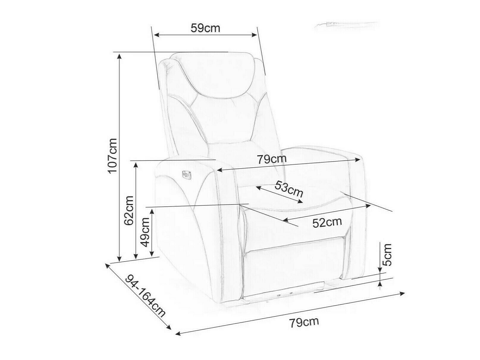 Poltrona reclinável Detroit 167 (Castanho)