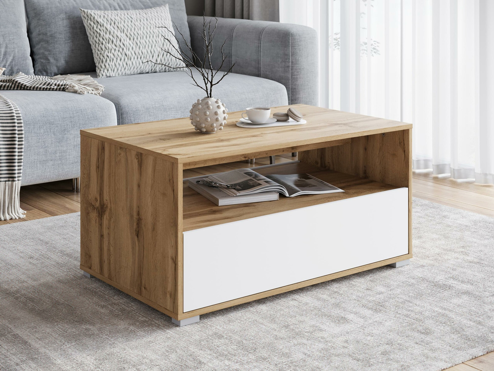 Mesa de centro Sarasota 188 (Carvalho wotan + Branco)