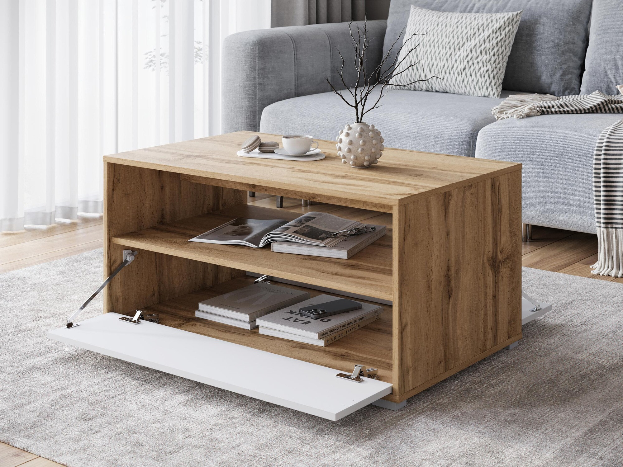 Mesa de centro Sarasota 188 (Carvalho wotan + Branco)