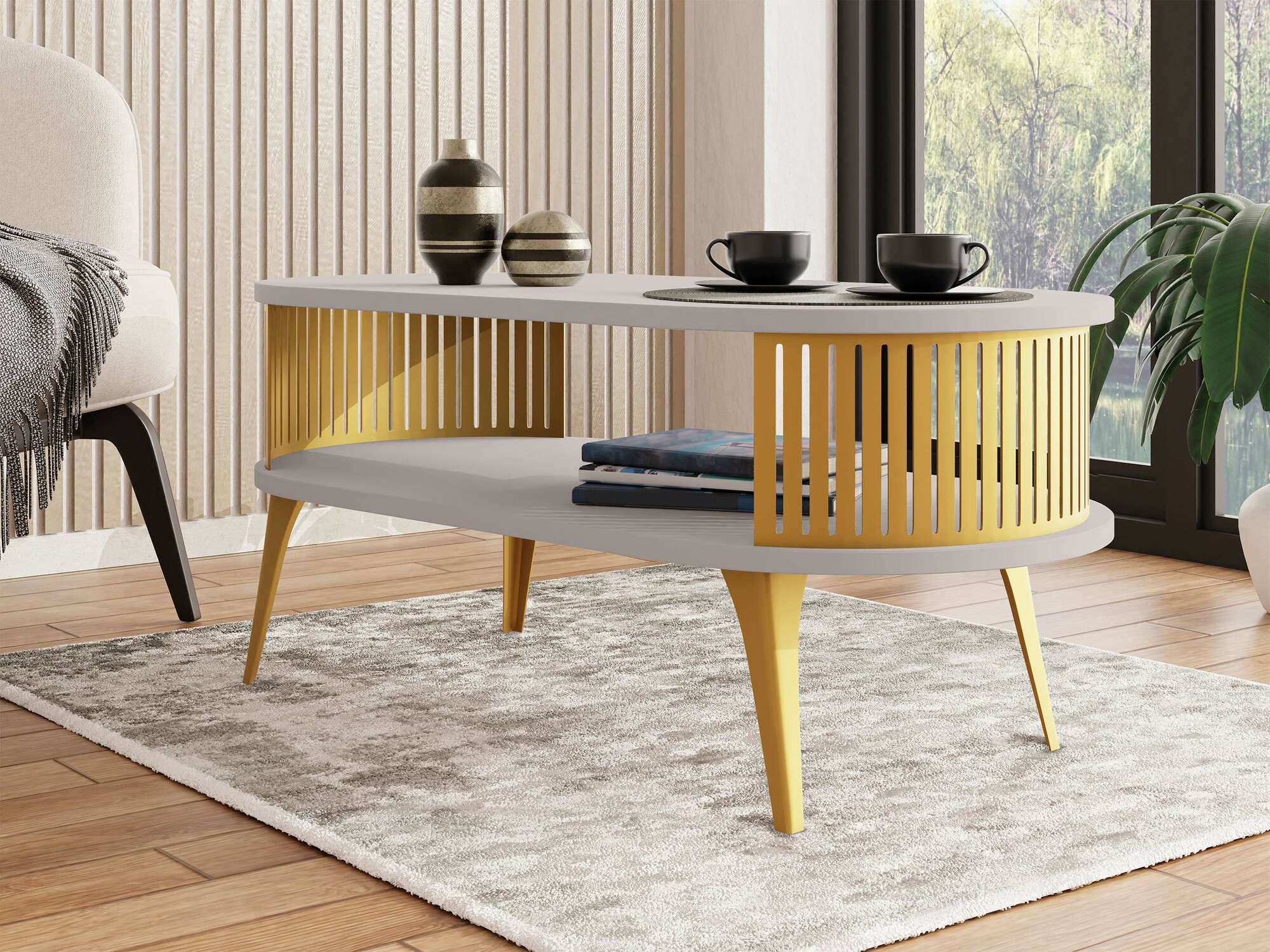 Mesa de centro Sordore 106 (Dourado + Caxemira)