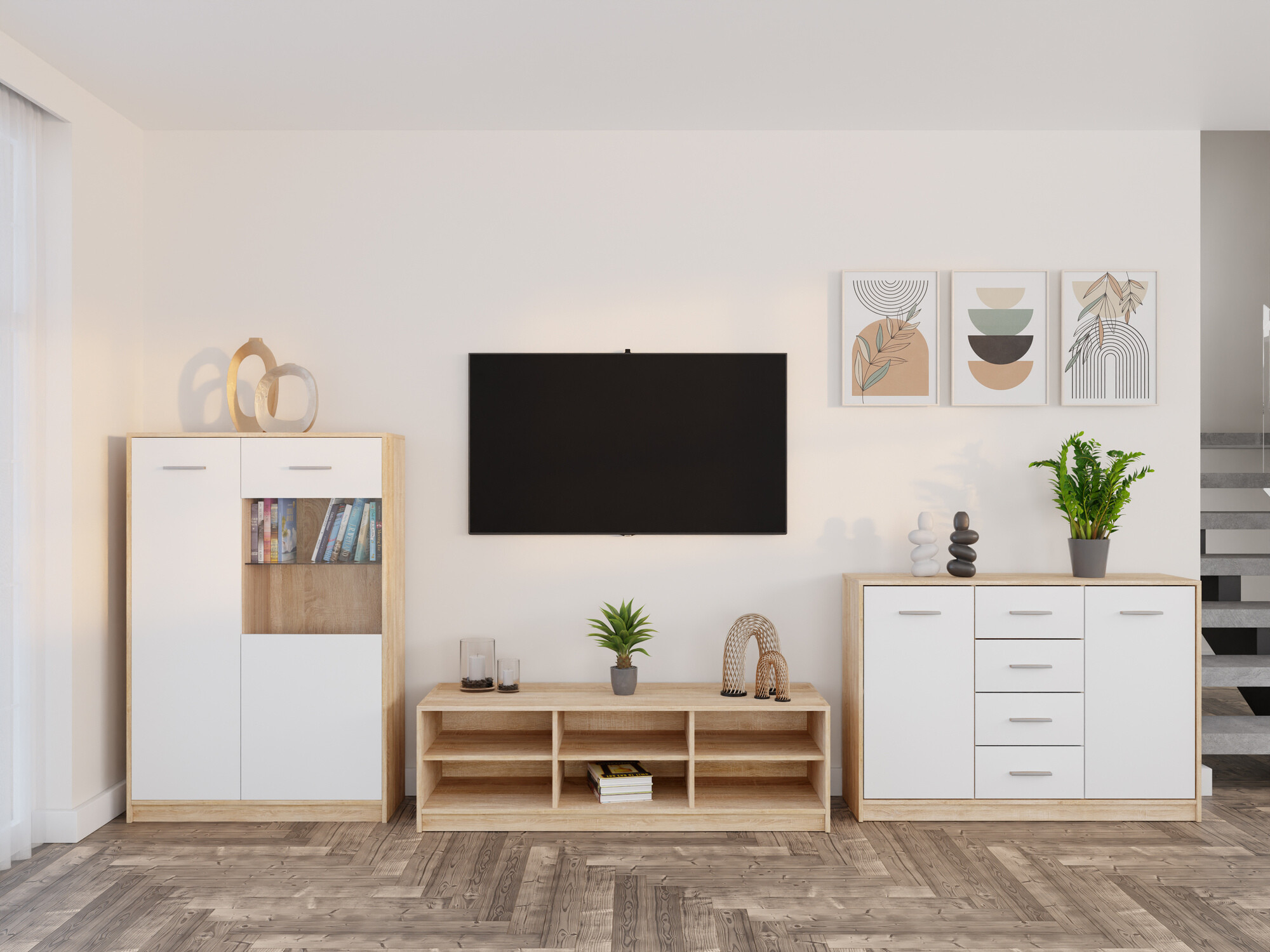 Conjunto para sala de estar Novsore 165 (Carvalho sonoma + Branco)