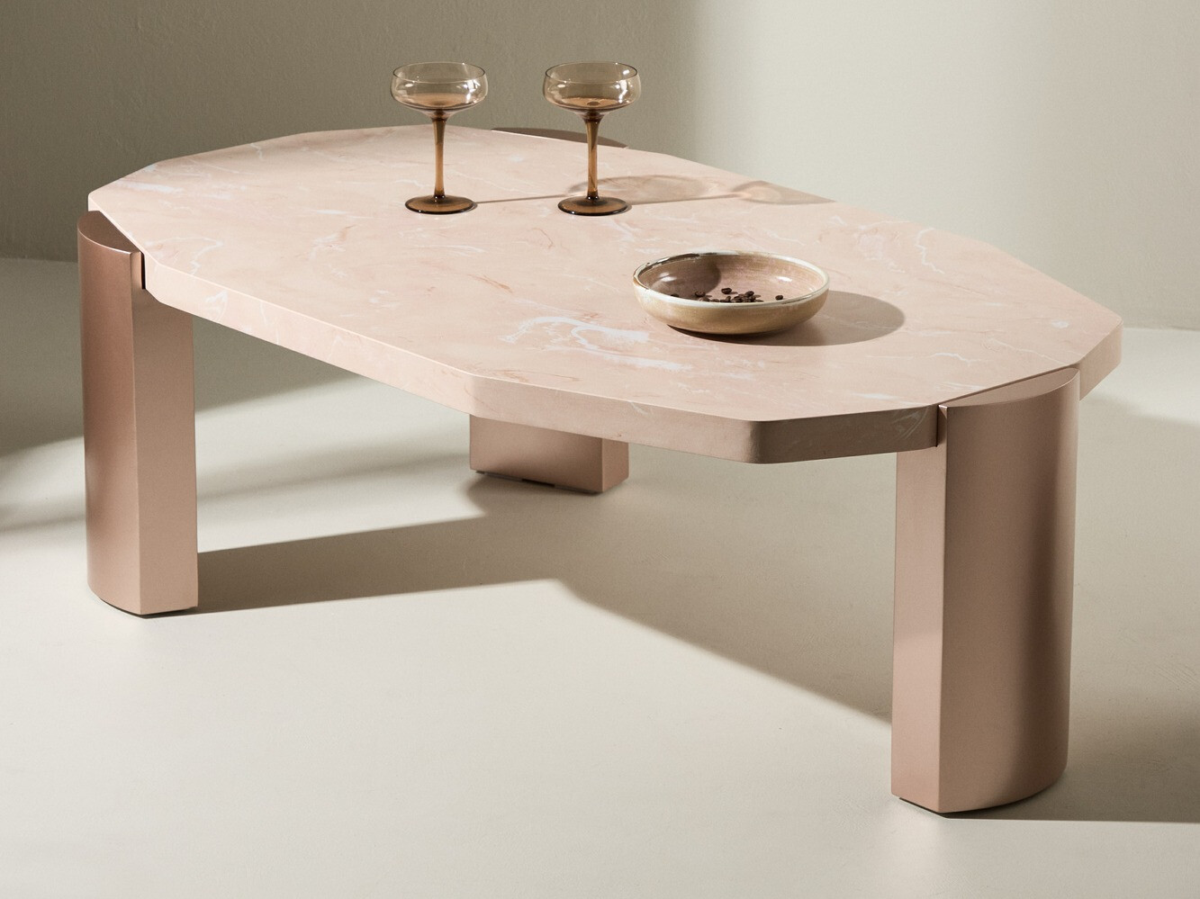 Mesa de centro Dallas 4792 (Bege + Mármore marrom)