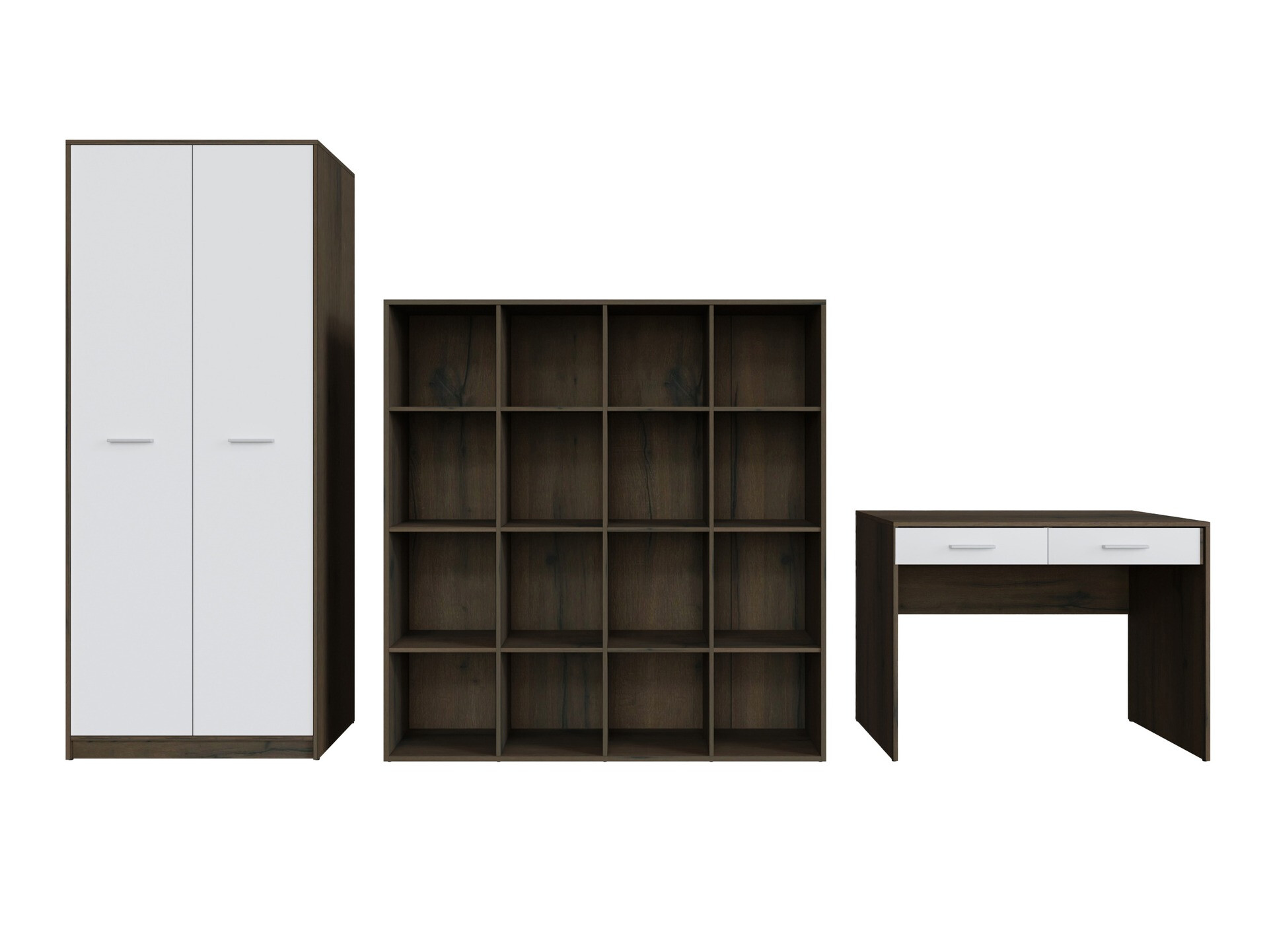 Conjunto para escritório em casa Novsore 166 (Carvalho escuro + Branco)