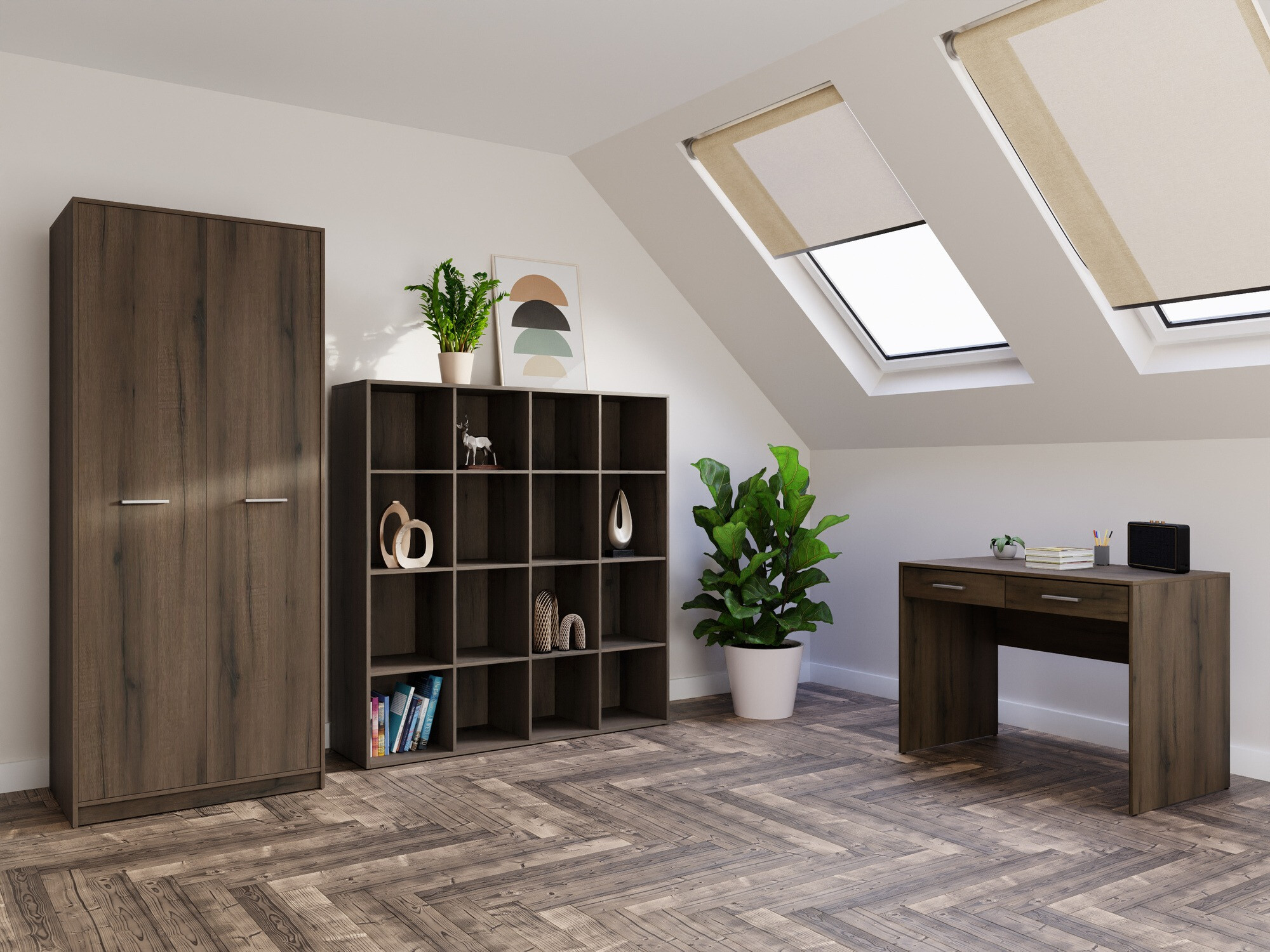 Conjunto para escritório em casa Novsore 166 (Carvalho escuro)