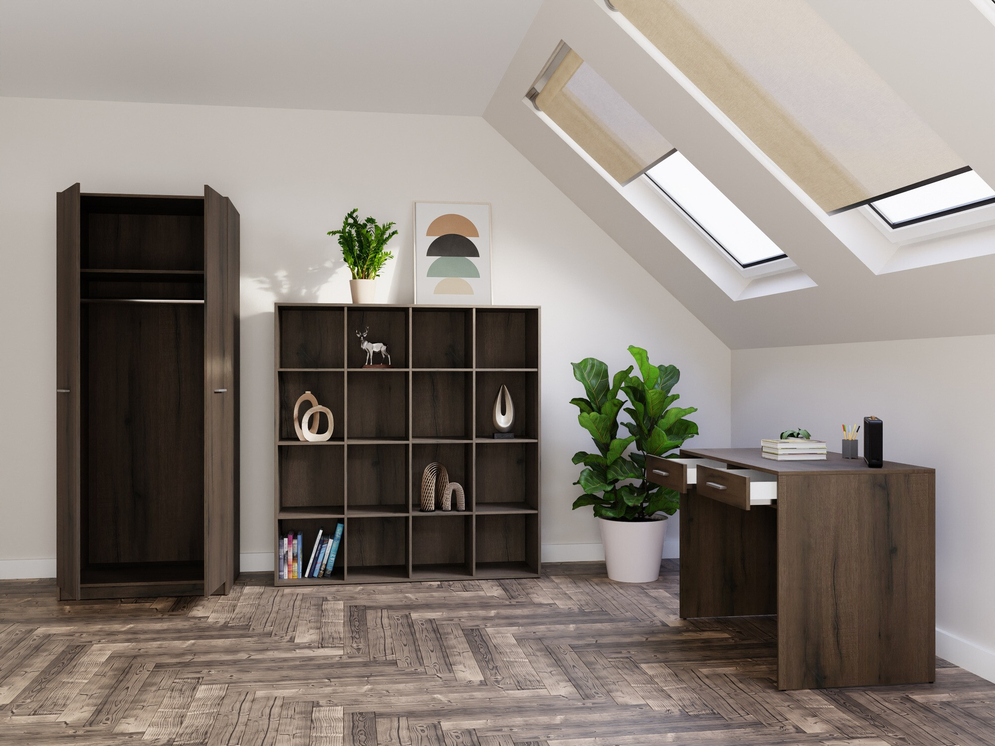 Conjunto para escritório em casa Novsore 166 (Carvalho escuro)