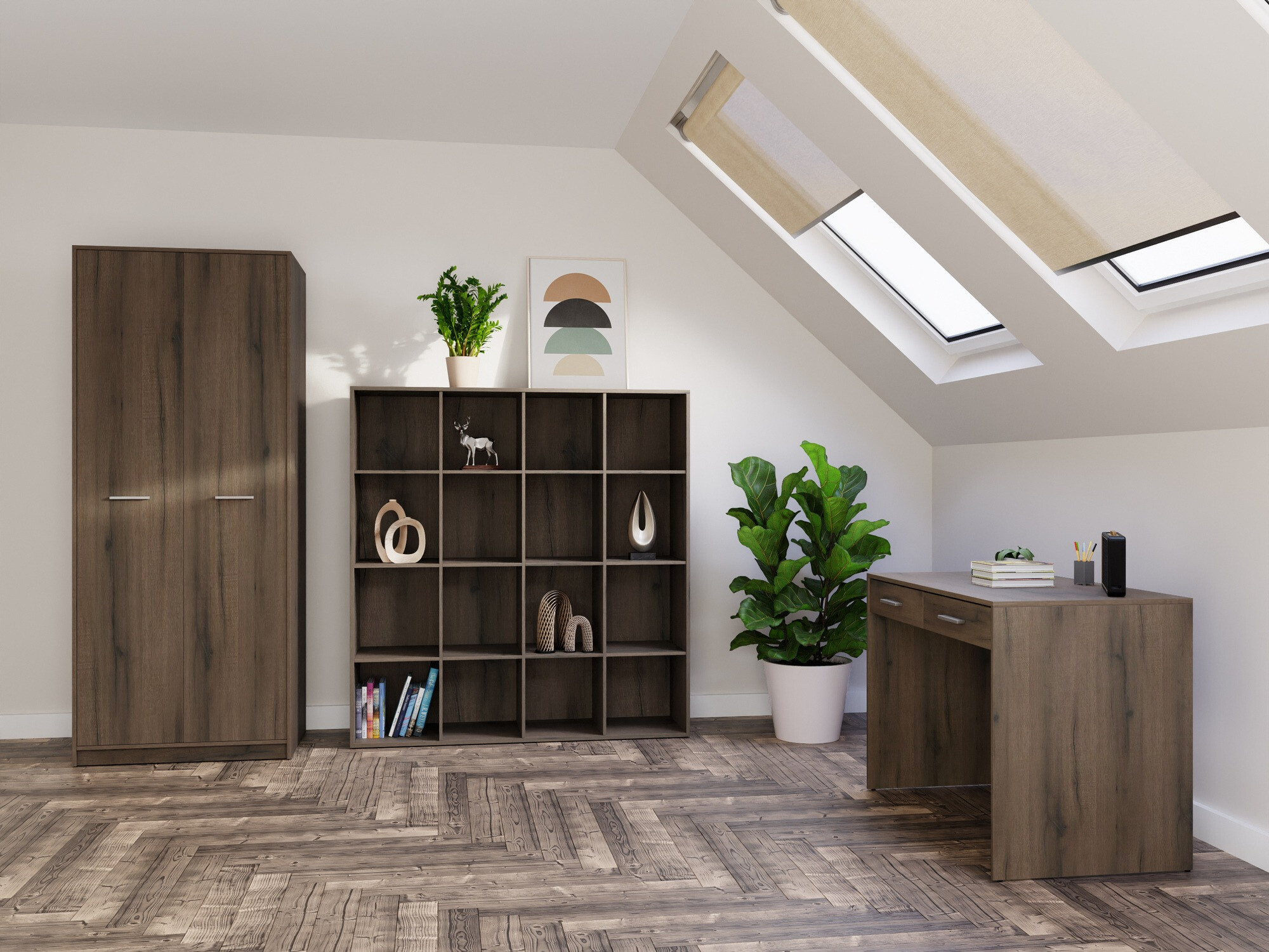 Conjunto para escritório em casa Novsore 166 (Carvalho escuro)