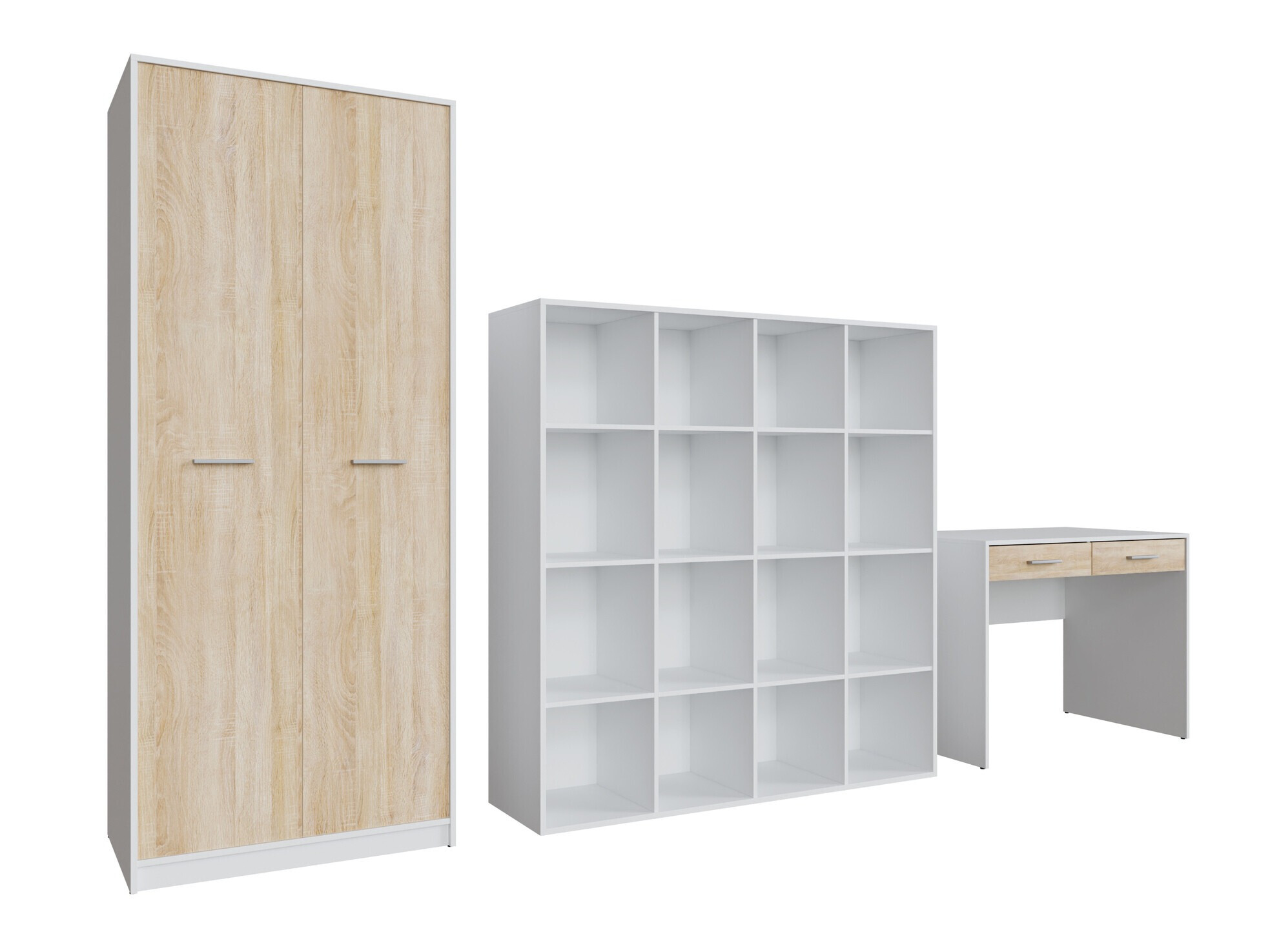 Conjunto para escritório em casa Novsore 166 (Branco + Carvalho sonoma)