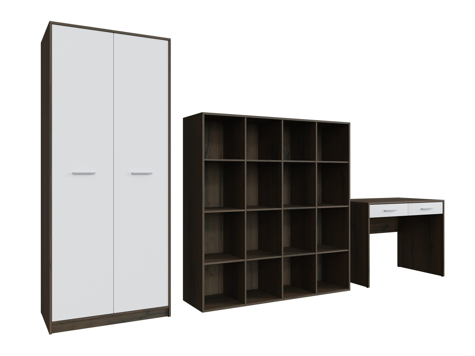 Conjunto para escritório em casa Novsore 166 (Carvalho escuro + Branco)