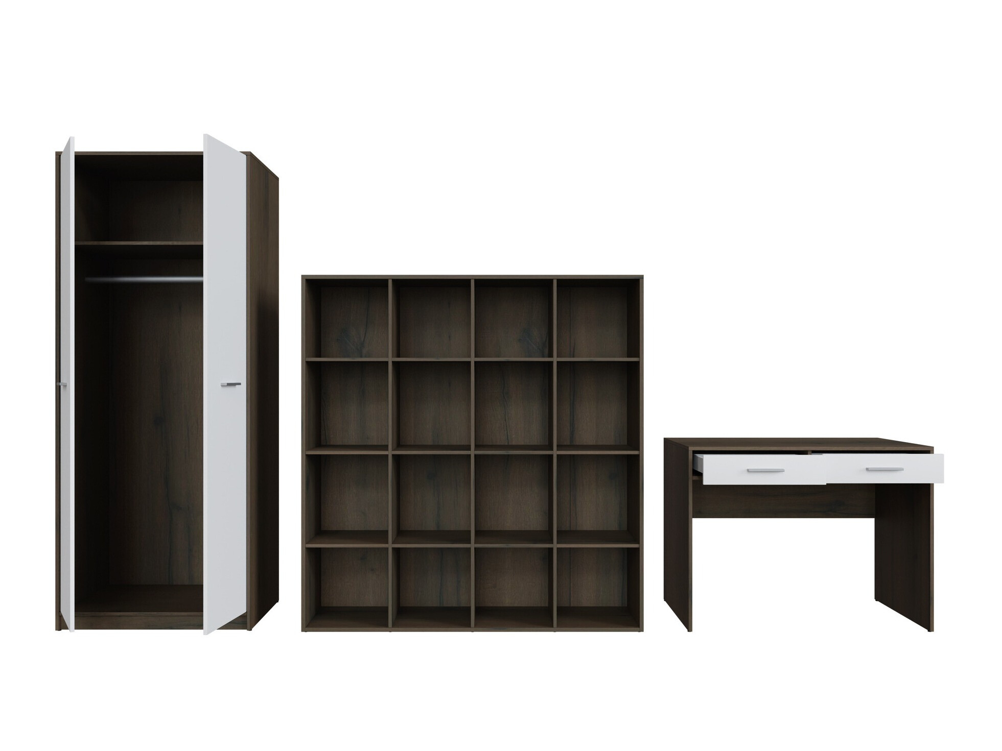 Conjunto para escritório em casa Novsore 166 (Carvalho escuro + Branco)