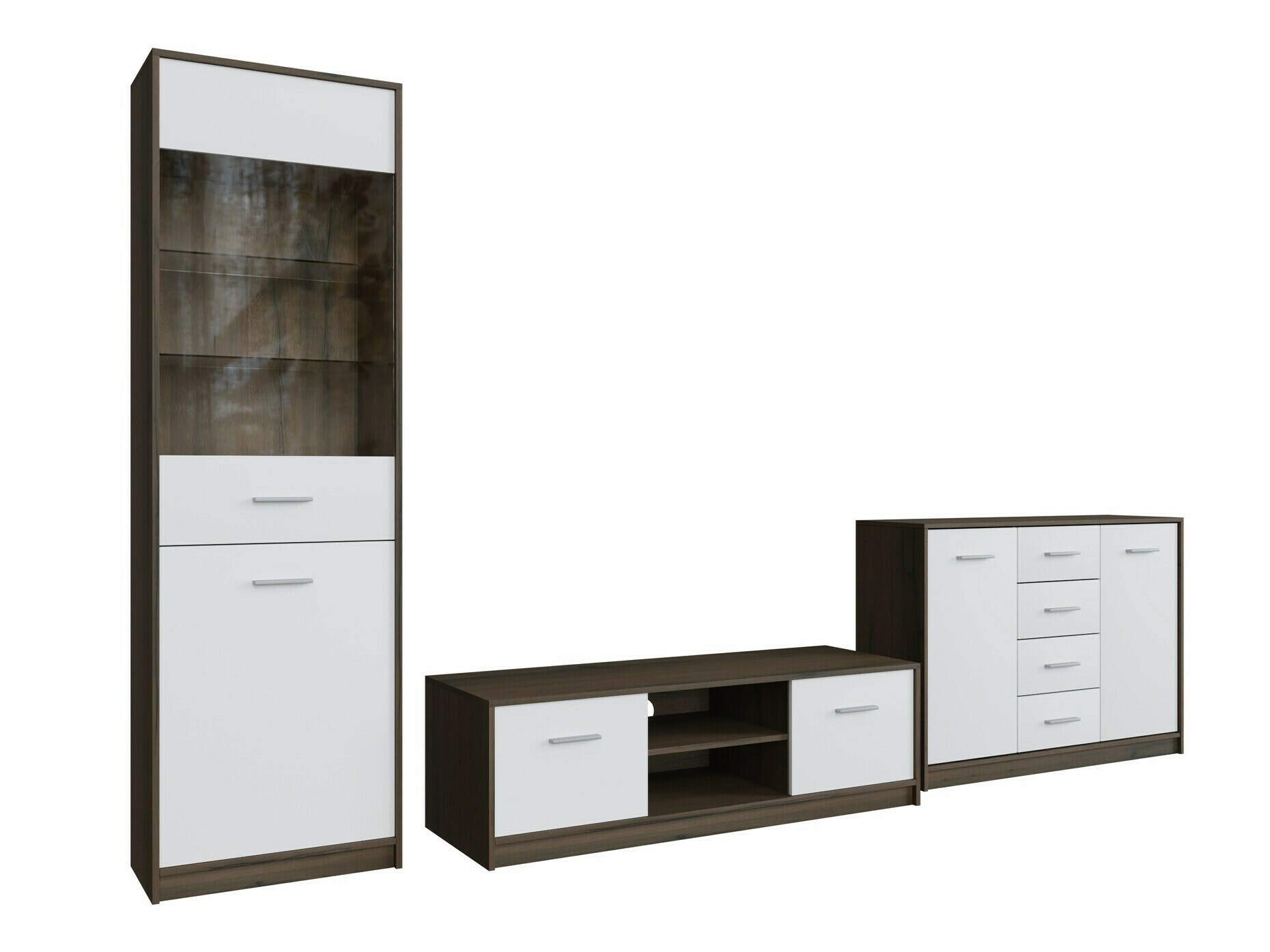 Conjunto para sala de estar Novsore 162 (Carvalho escuro + Branco)