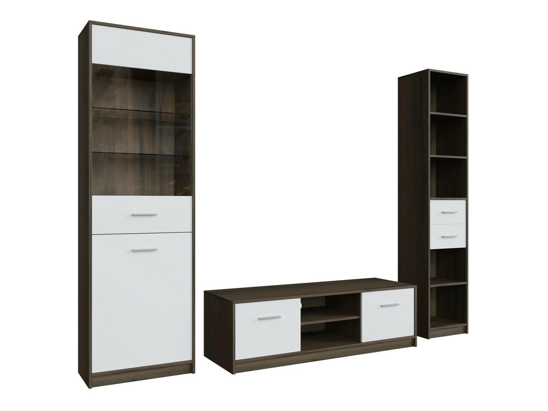 Conjunto para sala de estar Novsore 163 (Carvalho escuro + Branco)