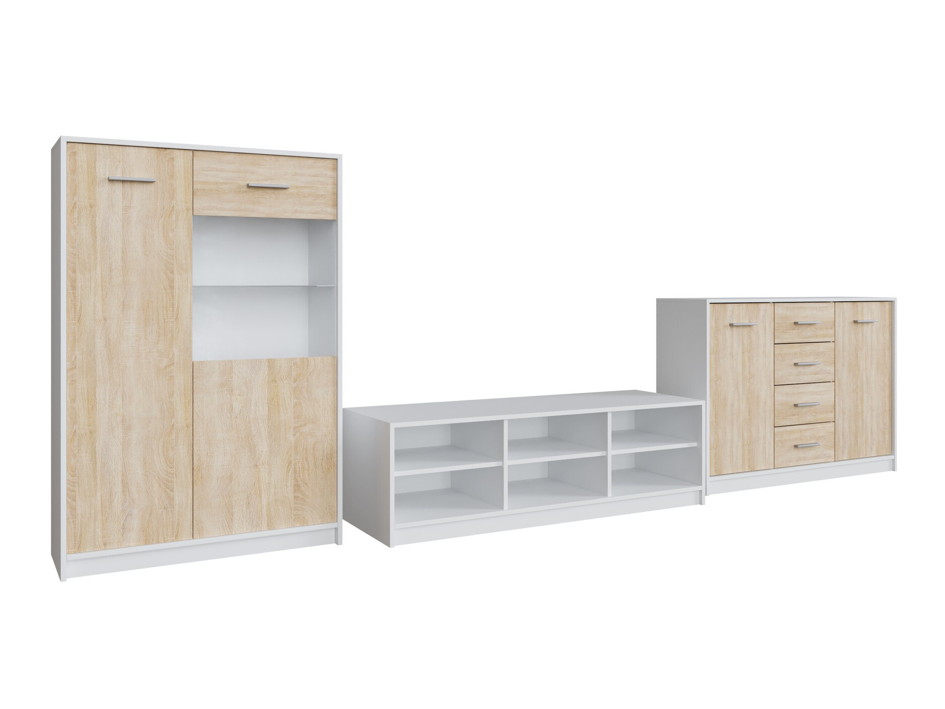 Conjunto para sala de estar Novsore 165 (Branco + Carvalho sonoma)