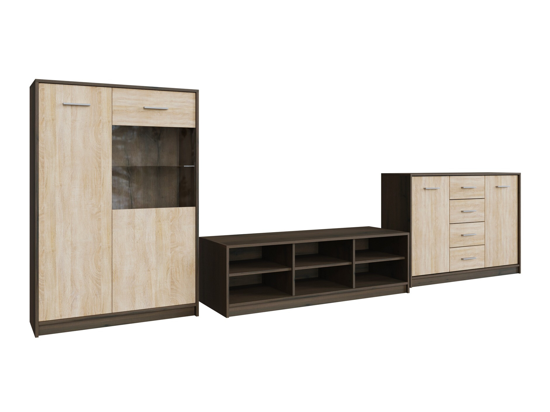 Conjunto para sala de estar Novsore 165 (Carvalho escuro + Carvalho sonoma)