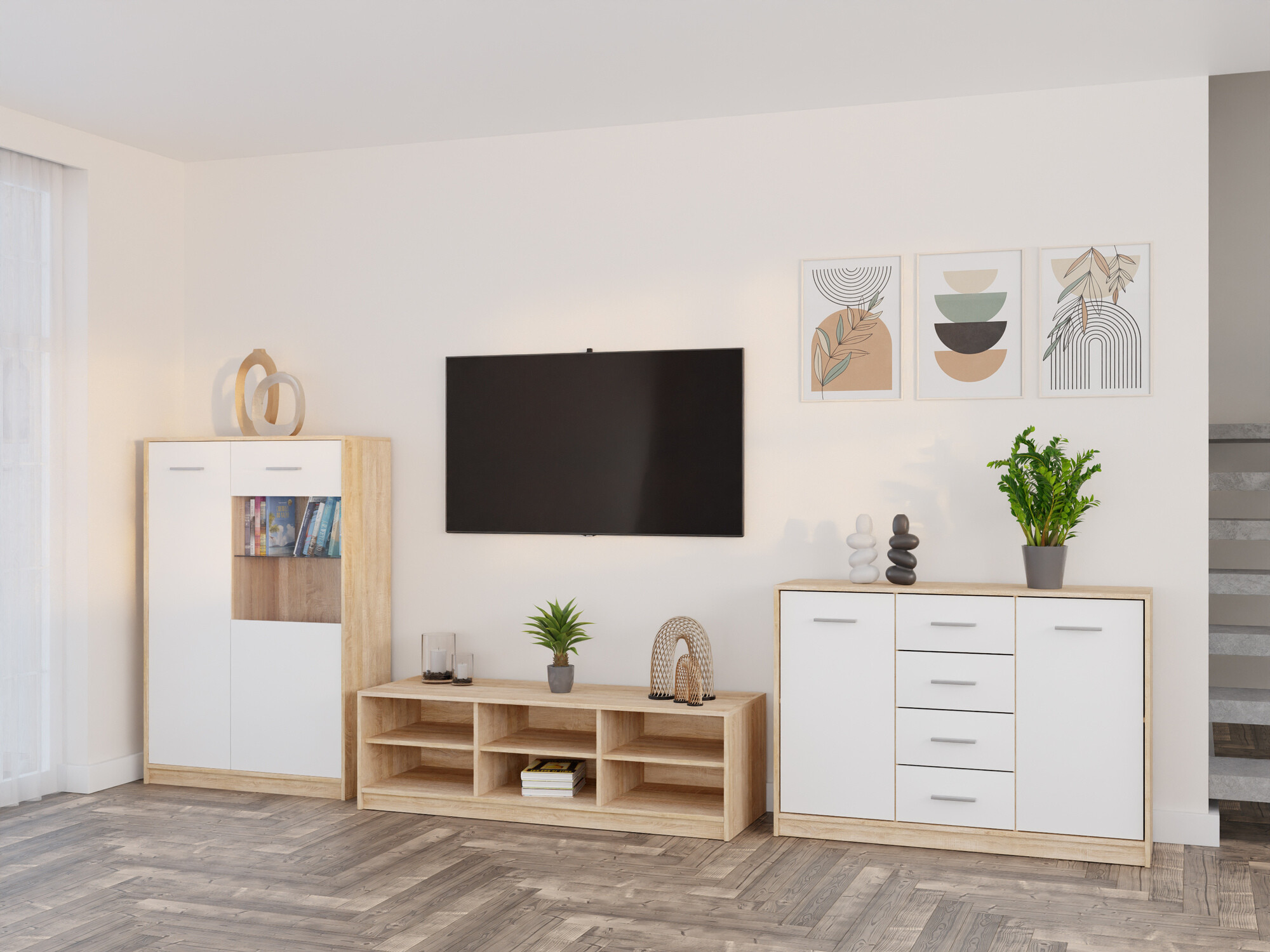 Conjunto para sala de estar Novsore 165 (Carvalho sonoma + Branco)