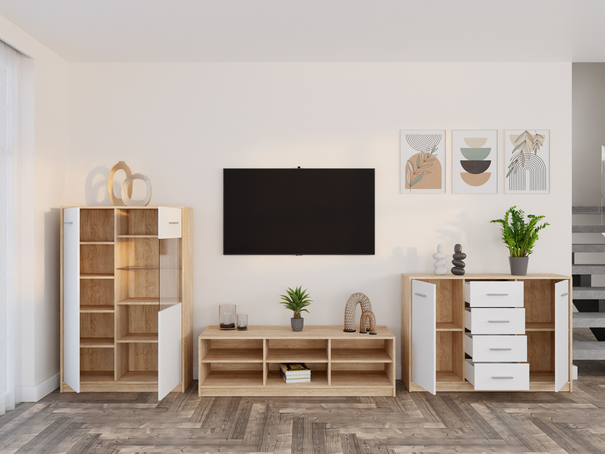 Conjunto para sala de estar Novsore 165 (Carvalho sonoma + Branco)