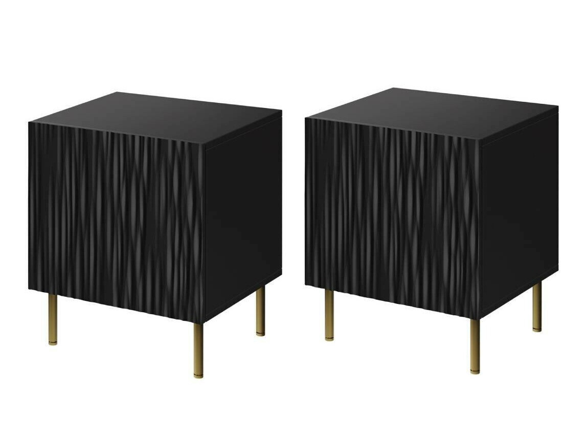 Conjunto de mesas de cabeceira Lorelbo 102 (Preto + Dourado)
