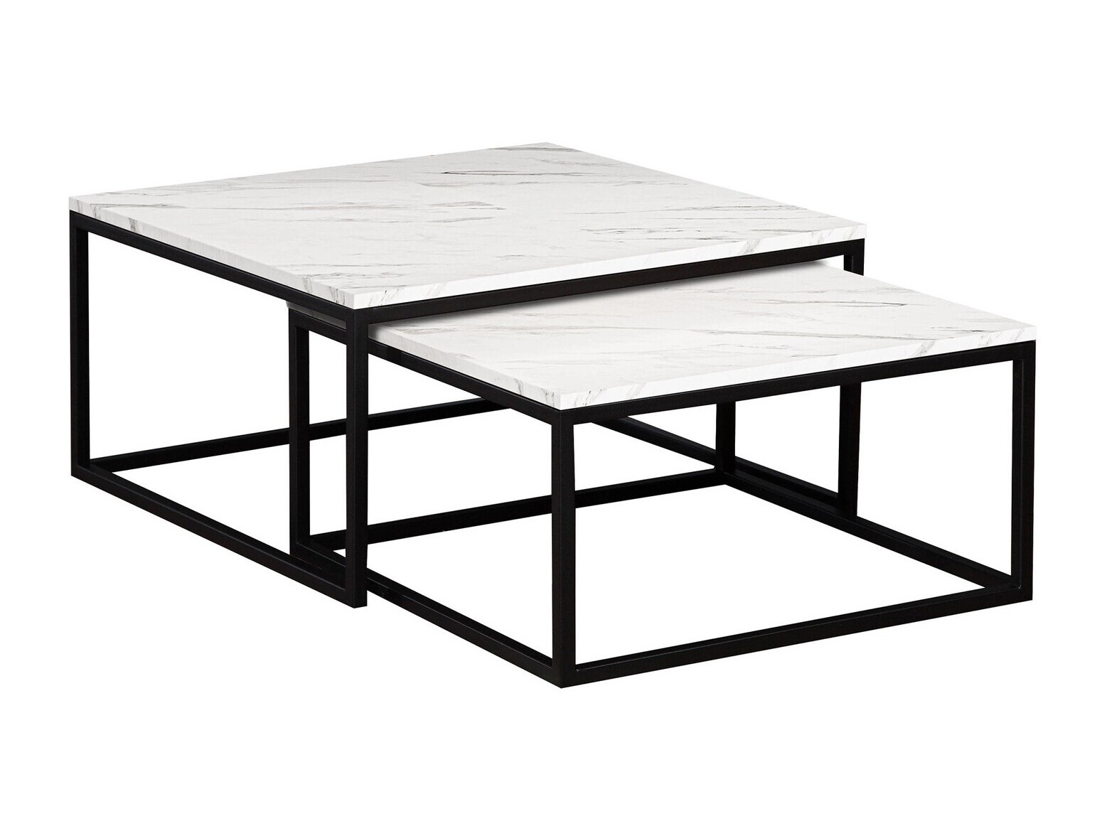 Conjunto de mesa de centro Oswego 101 (Marmore branco + Preto)