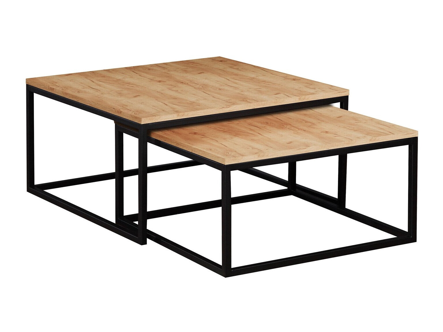 Conjunto de mesas de centro Oswego 101 (Craft carvalho + Preto)