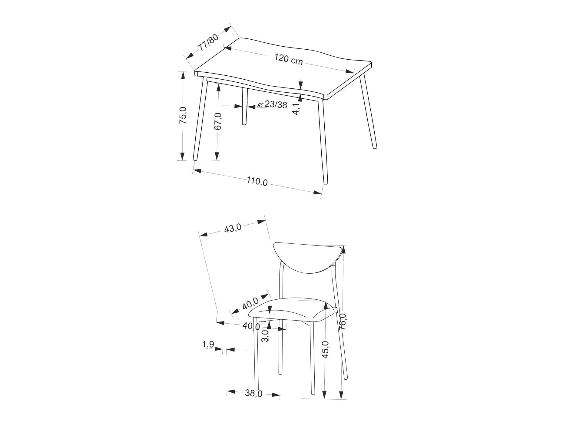 Conjunto para refeições Houston 1933
