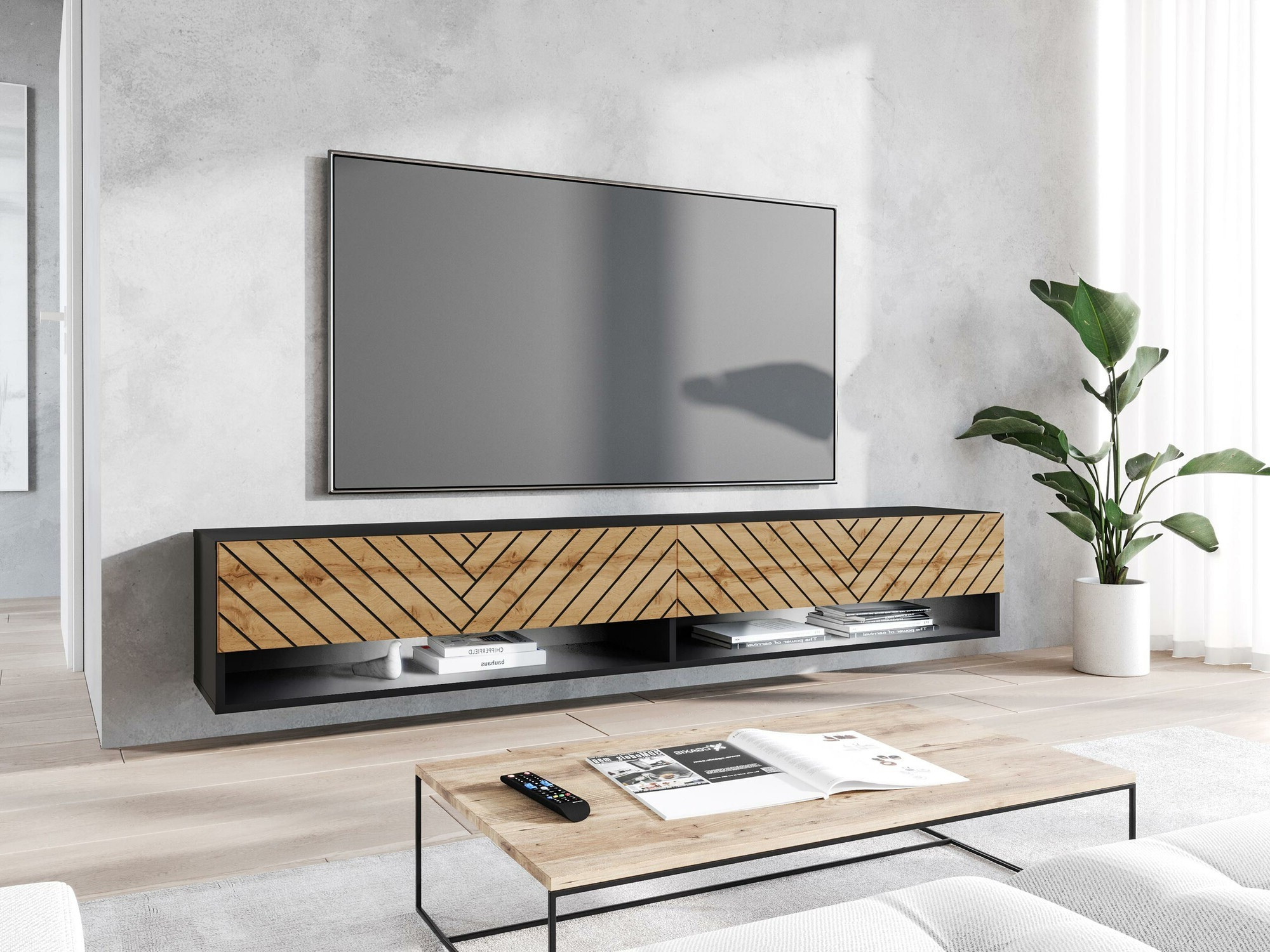 Móvel de TV Sarasota 119 (Grafite + Carvalho wotan)