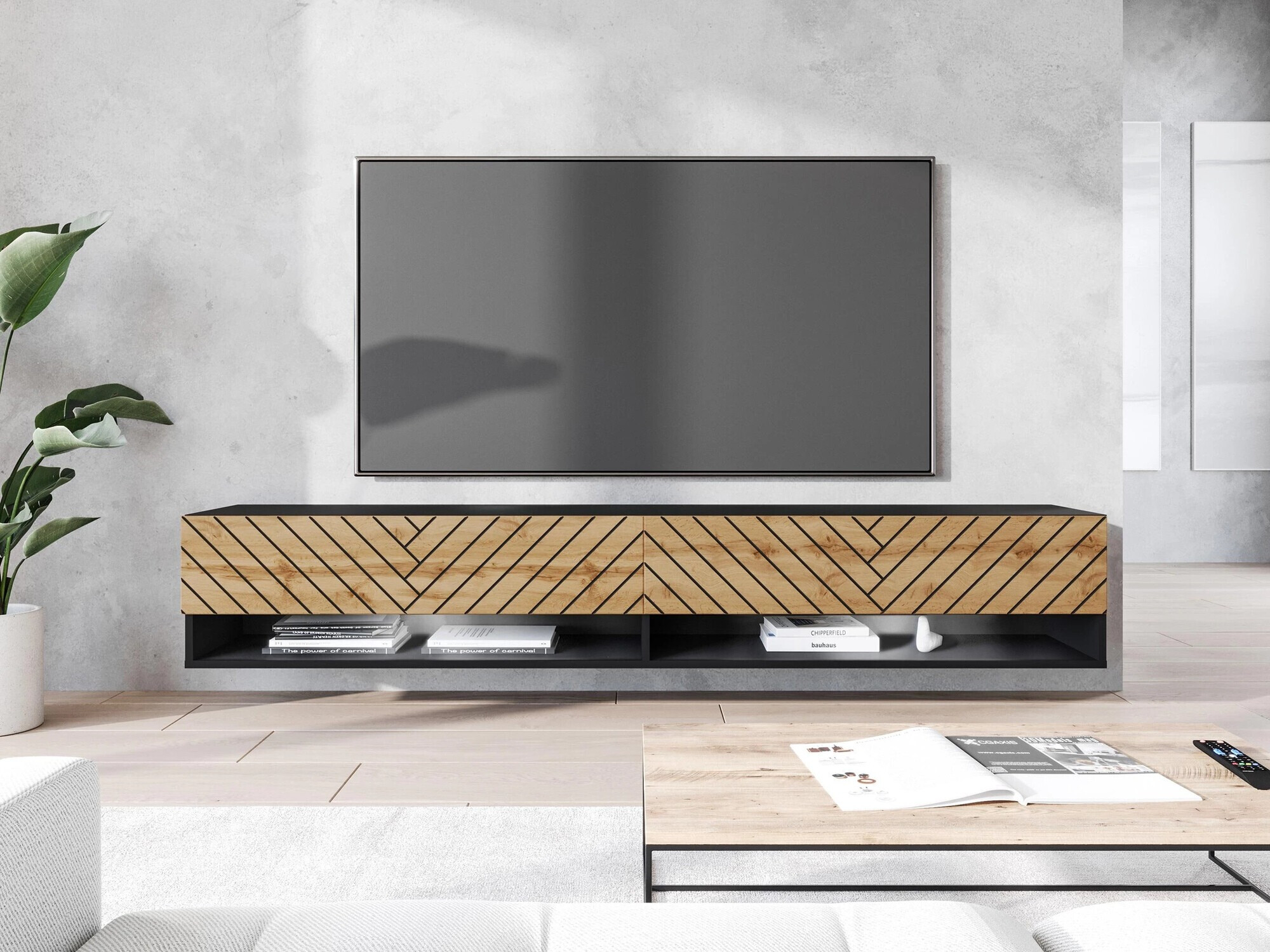 Móvel de TV Sarasota 119 (Grafite + Carvalho wotan)