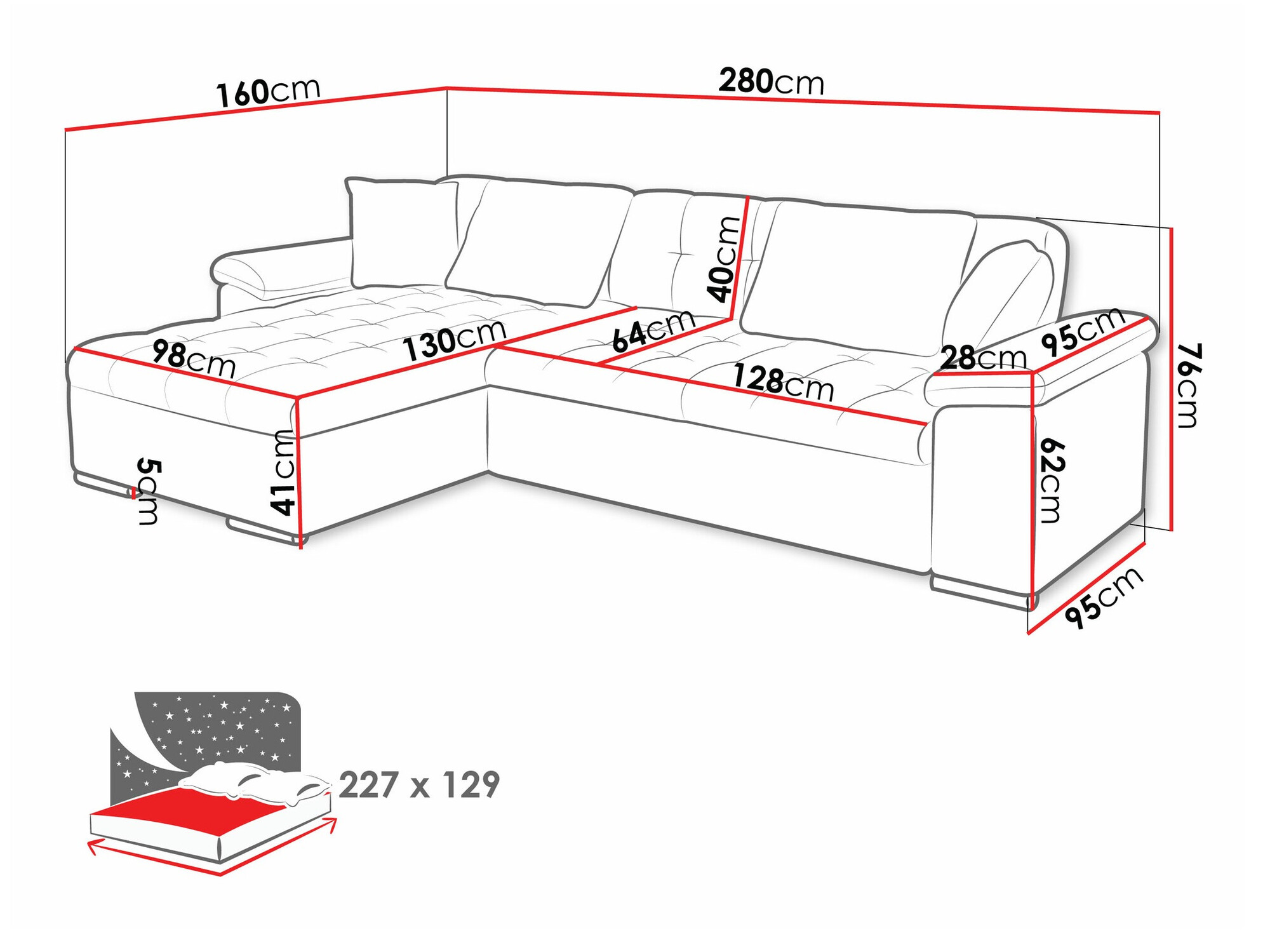 Sofá de canto Comfivo Mica (Coral 45)