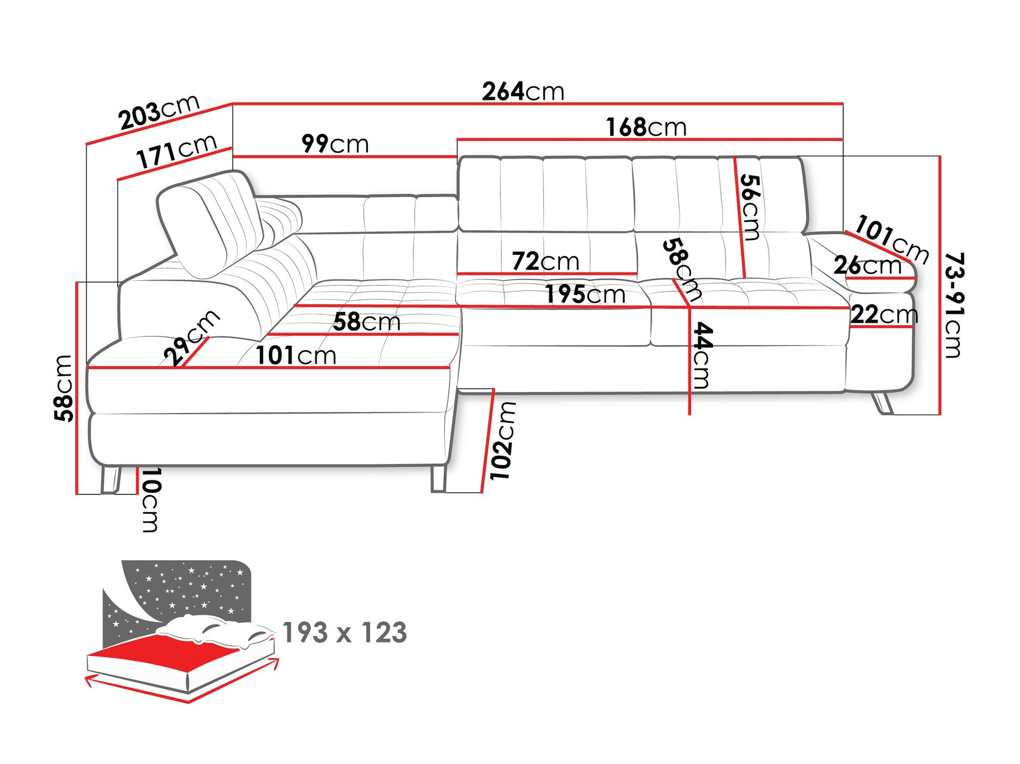 Sofá de canto Comfivo 207 (Clara 215.02)