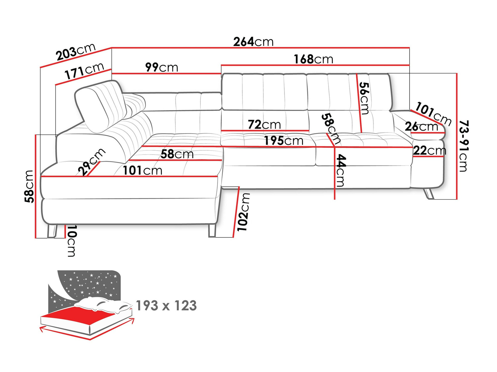 Sofá de canto Comfivo 207 (Flow 06)